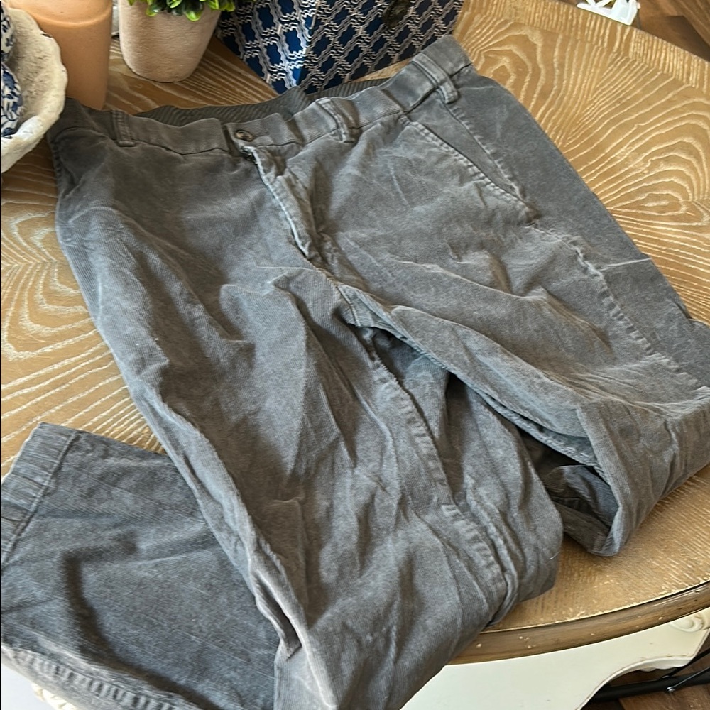 Mens Classic Croft & Barrow Gray Corduroy Pants Classic Fit waist 40
